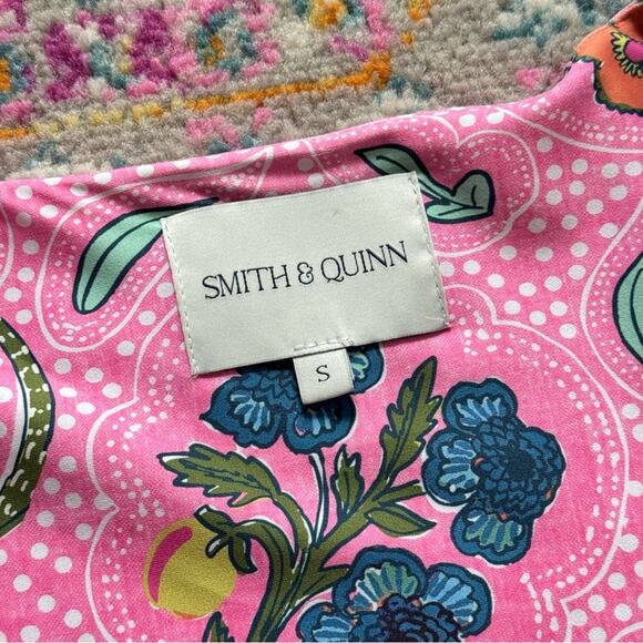 Smith & Quinn Lane Pink Floral Short Sleeves Tie Waist Maxi Dress Women’s Small - Picture 8 of 9